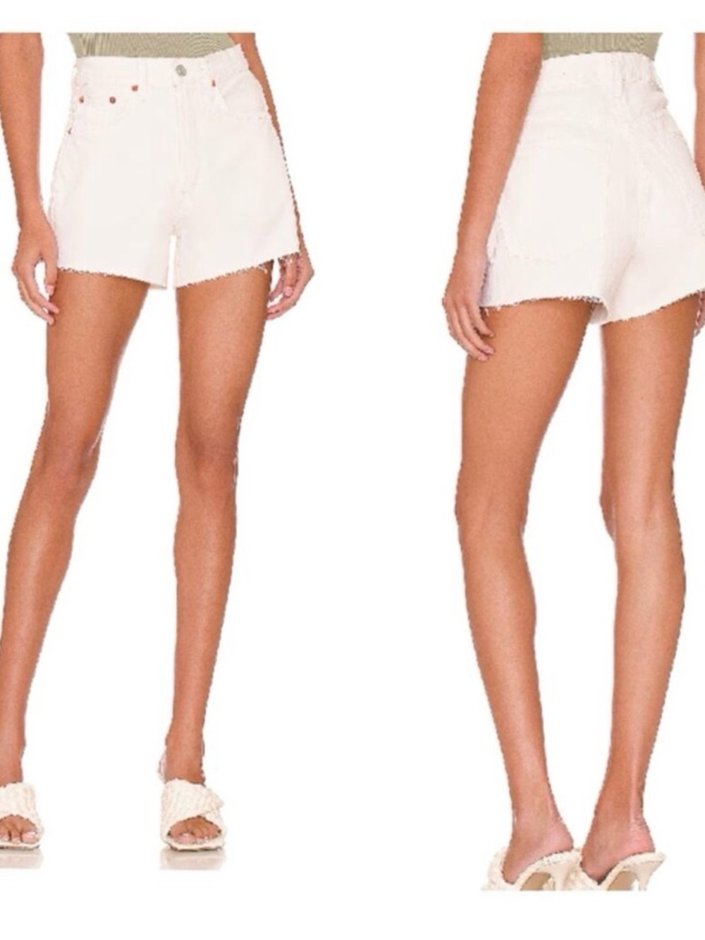 NWT Re/Done Low Slung Denim Shorts 32‎ Vintage White